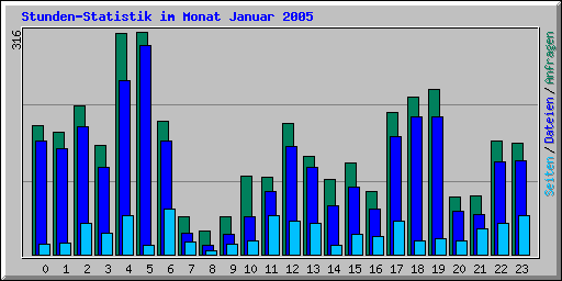 Stunden-Statistik im Monat Januar 2005